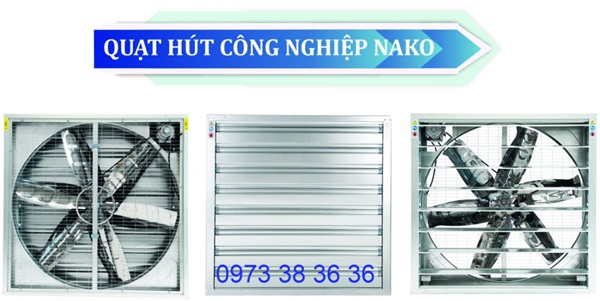 Quạt hút công nghiệp công suất lớn Nako 1220x1220 vỏ inox vuông