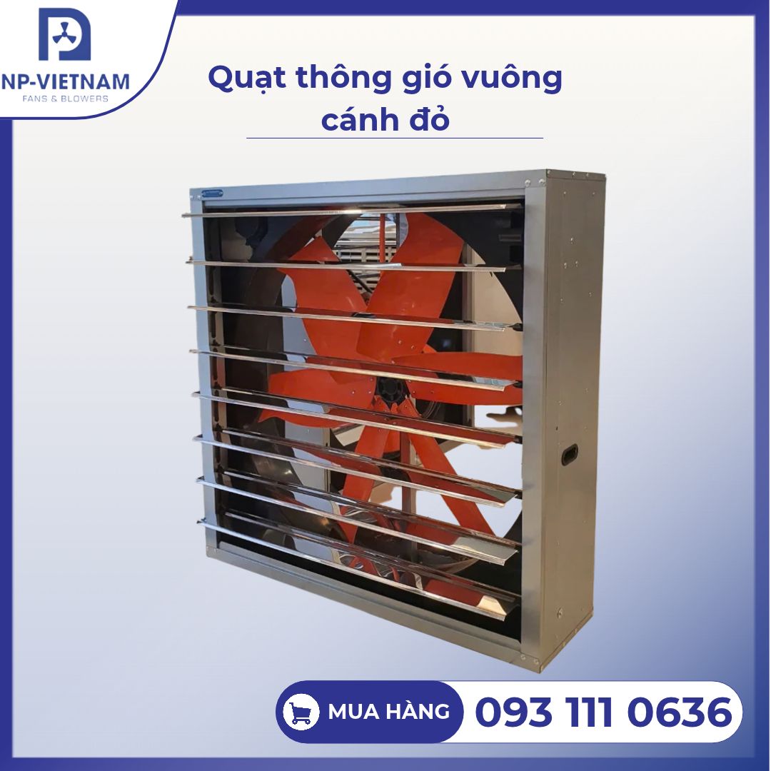 Quạt thông gió vuông cánh đỏ - Ảnh 2