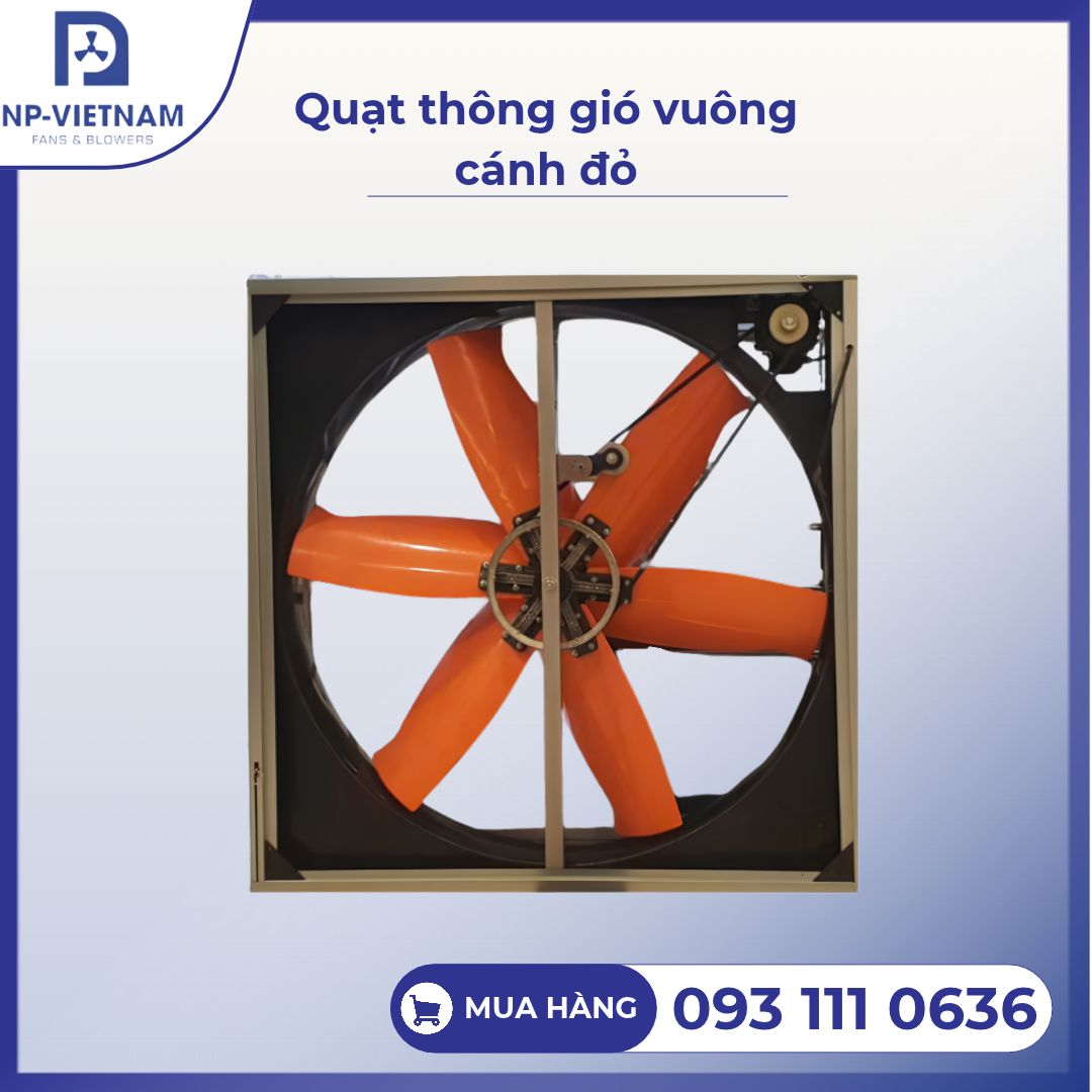 Quạt thông gió vuông cánh đỏ