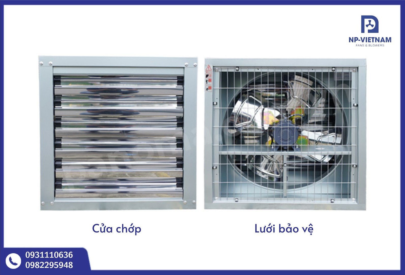 Hình ảnh: Cửa chớp và lưới bảo vệ của quạt hút công nghiệp 600x600