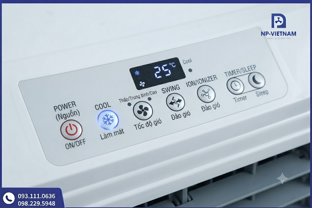 Hệ thống bảng điều khiển với các nút chức năng giúp người dùng dễ dàng thao tác