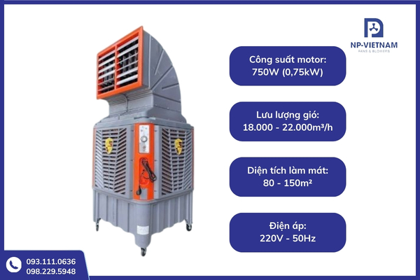Quạt hơi nước công nghiệp 750W giúp giảm đáng kể chi phí điện năng hàng tháng