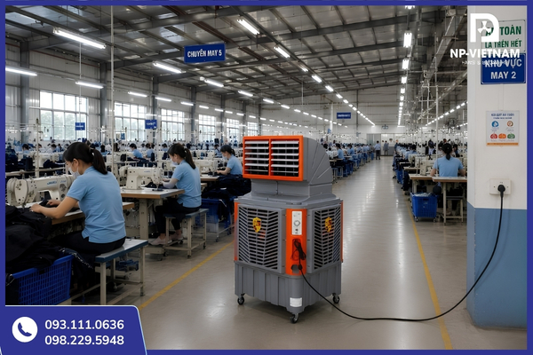 Quạt hơi nước công nghiệp 750W đáp ứng nhu cầu làm mát trong nhiều lĩnh vực sản xuất