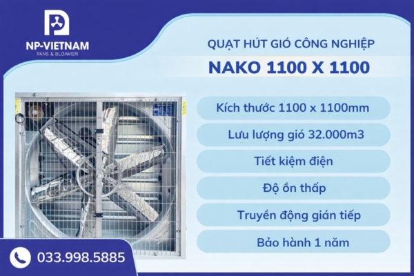 Quạt hút vuông 1100x1100 là giải pháp cân bằng giữa hiệu quả thông gió và chi phí đầu tư