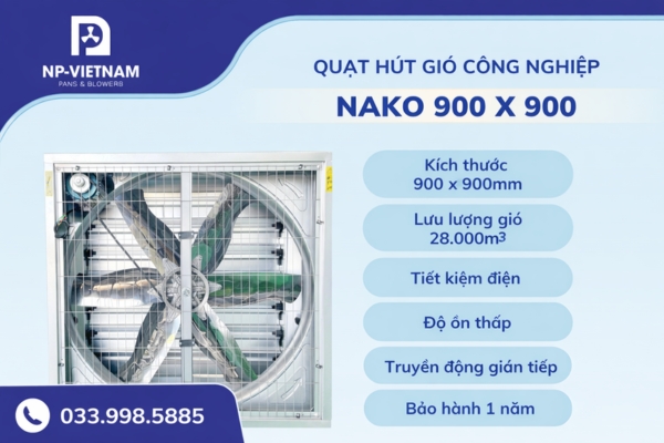 Quạt kích thước 1000x1000 phù hợp cho nhà xưởng vừa, kho bãi và khu vực sản xuất trung bình
