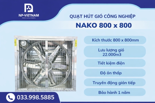 Quạt hút vuông 900x900 thiết kế gọn hơn, đáp ứng nhu cầu thông gió cho phân xưởng và kho vừa