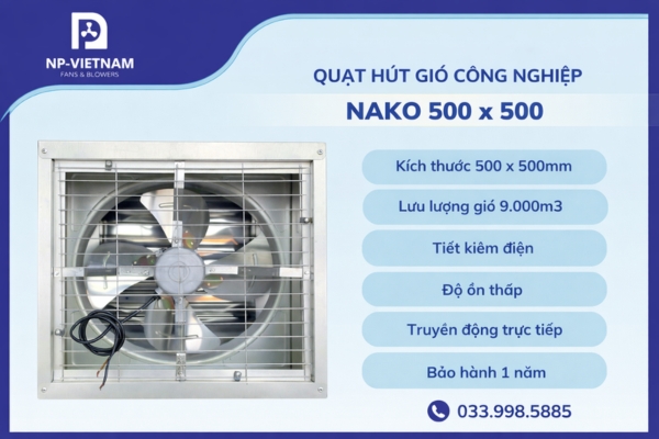 Quạt hút NAKO 600x600 giúp thông gió tiết kiệm diện tích cho nhà kho quy mô nhỏ