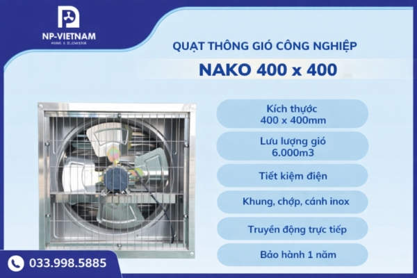 Quạt kích thước 500x500 nhỏ gọn, dễ lắp đặt tại phòng kỹ thuật hoặc không gian cục bộ