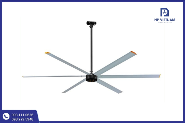 Mẫu quạt trần công nghiệp HVLS 6 cánh được sử dụng phổ biến hiện nay