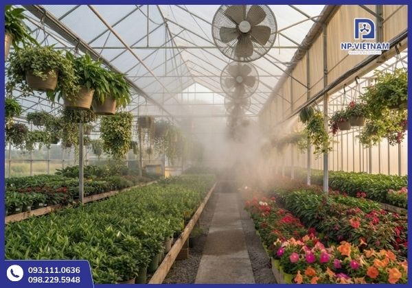 Quạt phun sương được ứng dụng cho trang trại, nhà kính và vườn ươm