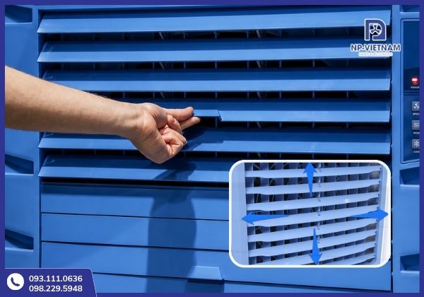 Hệ thống đảo gió trên một chiếc quạt điều hòa